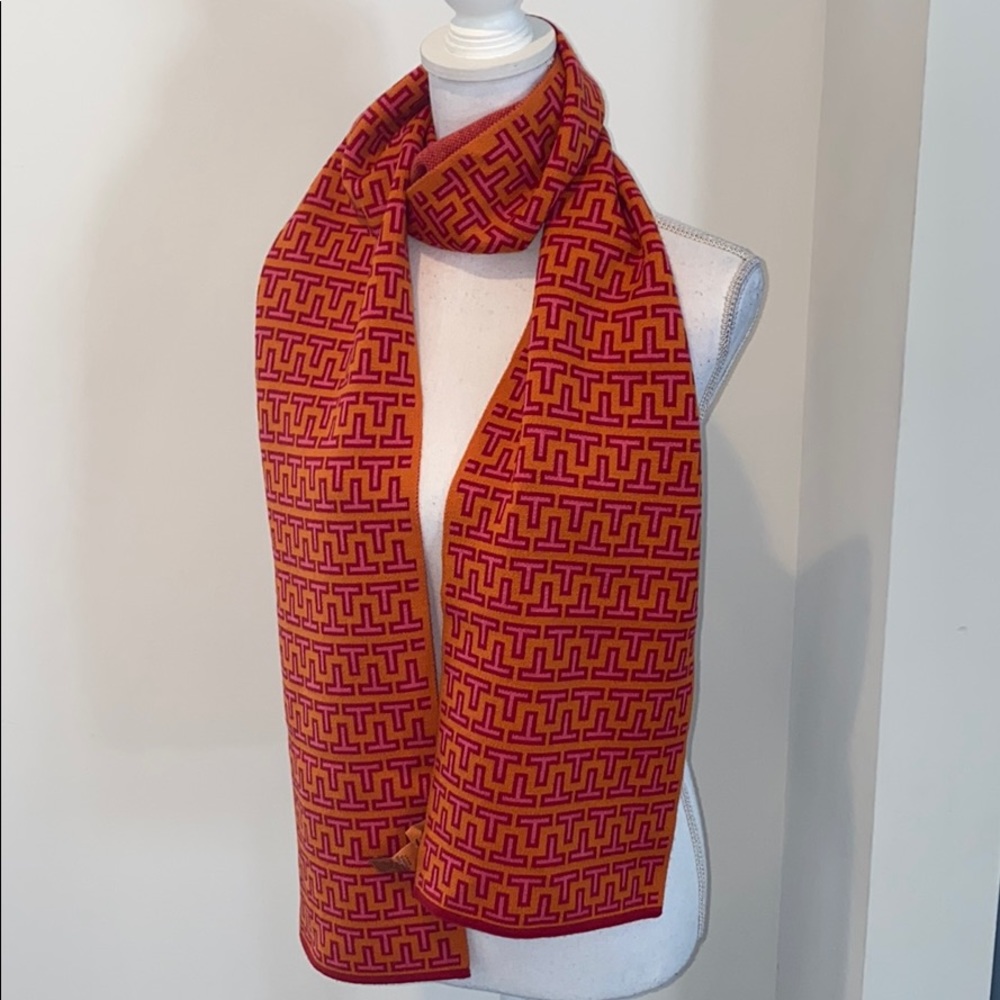 Orange and pink Tory Burch scarf - Picture 1 of 5